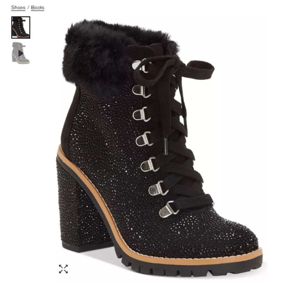 I.N.C. Women's Lesia High-Heel Rhinestone Bling Hiker Booties, Size 6M, NWOB